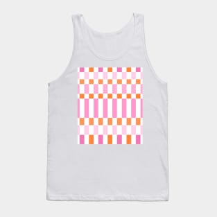 Pink and Orange Checkered Pattern Tank Top